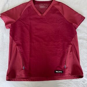 Figs Disney Capsule Collection Burgundy Mickey Mouse V-Neck Scrub Top